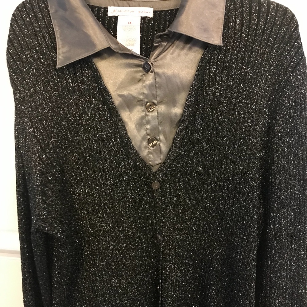 JM collection grey/black sequined/glitter top